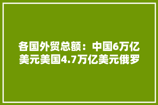 各国外贸总额：中国6万亿美元美国4.7万亿美元俄罗斯、印度呢
