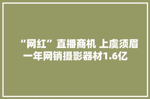 “网红”直播商机 上虞须眉一年网销摄影器材1.6亿