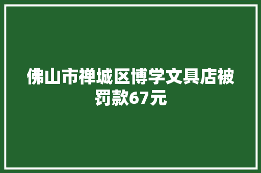 佛山市禅城区博学文具店被罚款67元,佛山市天气预报。