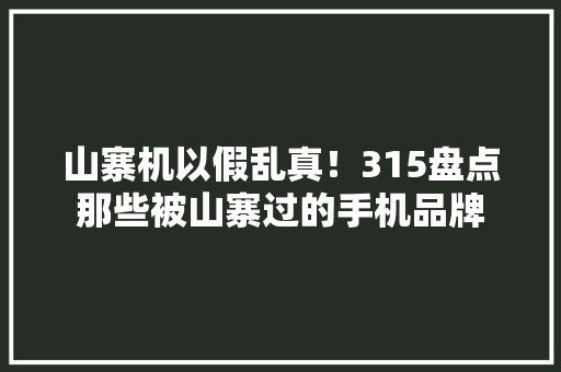 山寨机以假乱真！315盘点那些被山寨过的手机品牌