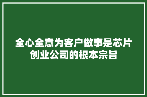 全心全意为客户做事是芯片创业公司的根本宗旨