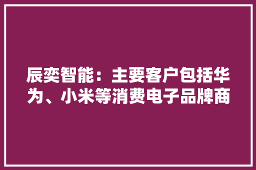 辰奕智能：主要客户包括华为、小米等消费电子品牌商和制造商 辰奕智能：主要客户包括华为、小米等消费电子品牌商和制造商 人工智能