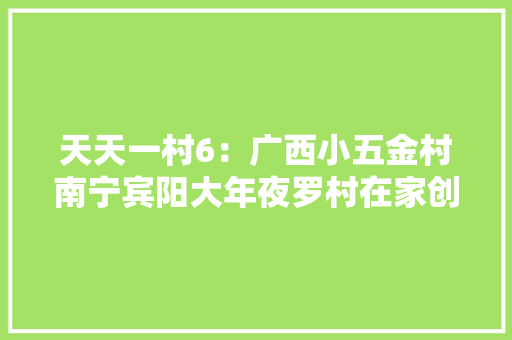 天天一村6：广西小五金村南宁宾阳大年夜罗村在家创业也丰年夜市场