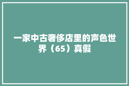 一家中古奢侈店里的声色世界（65）真假
