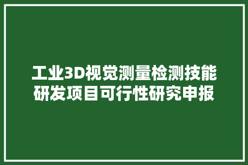工业3D视觉测量检测技能研发项目可行性研究申报