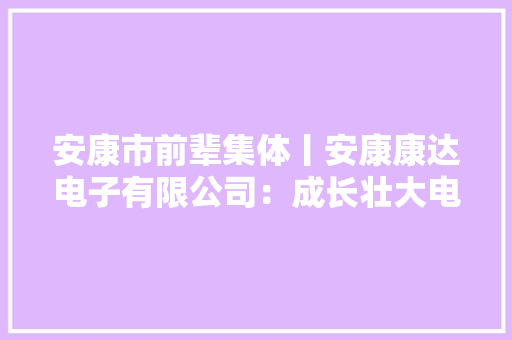 安康市前辈集体丨安康康达电子有限公司：成长壮大电子线束家当 带动经济成长和群众增收 安康市前辈集体丨安康康达电子有限公司：成长壮大电子线束家当 带动经济成长和群众增收 智能科技