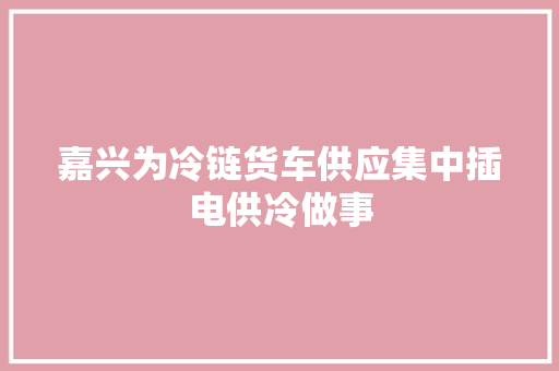嘉兴为冷链货车供应集中插电供冷做事