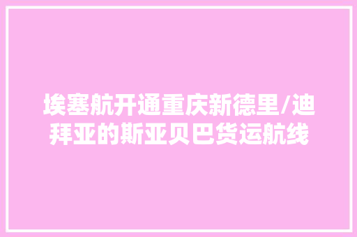 埃塞航开通重庆新德里/迪拜亚的斯亚贝巴货运航线