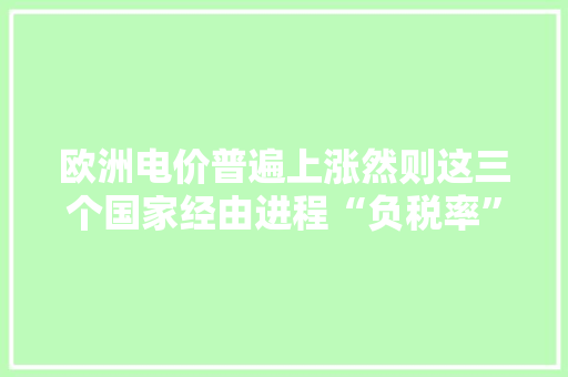 欧洲电价普遍上涨然则这三个国家经由进程“负税率”降低居平易近包袱