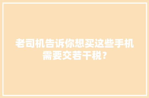 老司机告诉你想买这些手机需要交若干税？