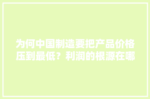 为何中国制造要把产品价格压到最低？利润的根源在哪？