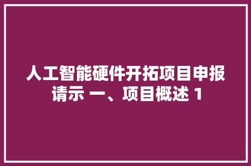 人工智能硬件开拓项目申报请示 一、项目概述 1