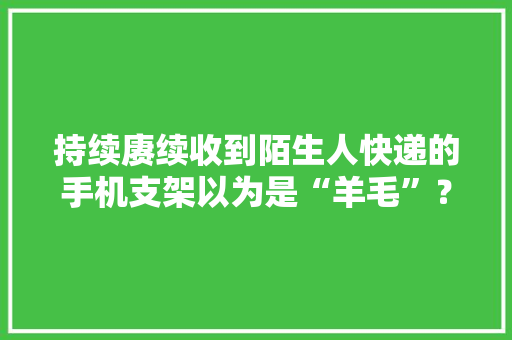持续赓续收到陌生人快递的手机支架以为是“羊毛”？内藏玄机