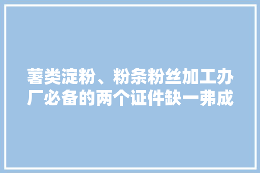 薯类淀粉、粉条粉丝加工办厂必备的两个证件缺一弗成新手必看
