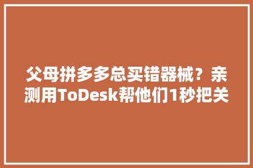 父母拼多多总买错器械？亲测用ToDesk帮他们1秒把关！省钱省心