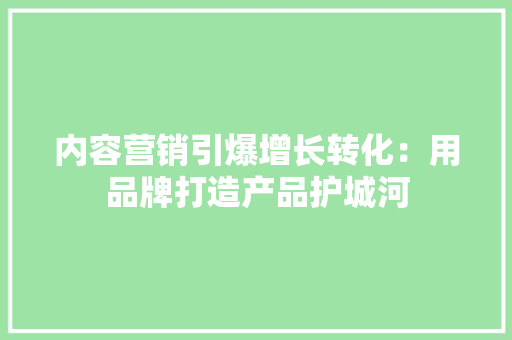 内容营销引爆增长转化：用品牌打造产品护城河 内容营销引爆增长转化：用品牌打造产品护城河 人工智能
