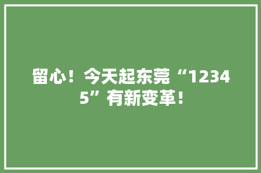 留心！今天起东莞“12345”有新变革！