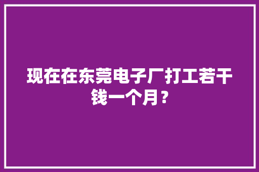 现在在东莞电子厂打工若干钱一个月？