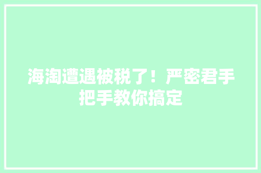 海淘遭遇被税了！严密君手把手教你搞定