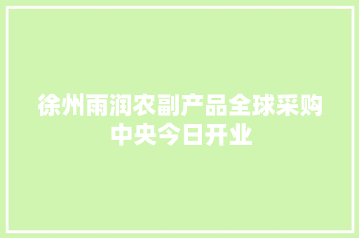 徐州雨润农副产品全球采购中央今日开业