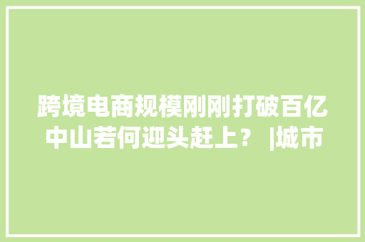 跨境电商规模刚刚打破百亿中山若何迎头赶上？ |城市跨境电商转型案例库⑧