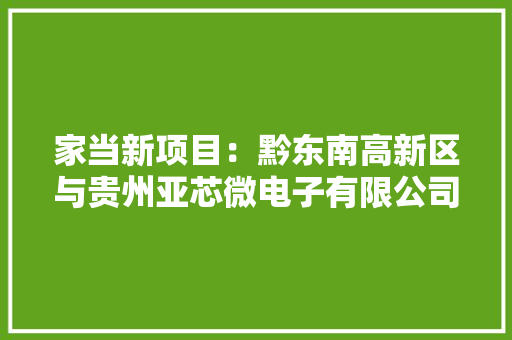 家当新项目：黔东南高新区与贵州亚芯微电子有限公司签约