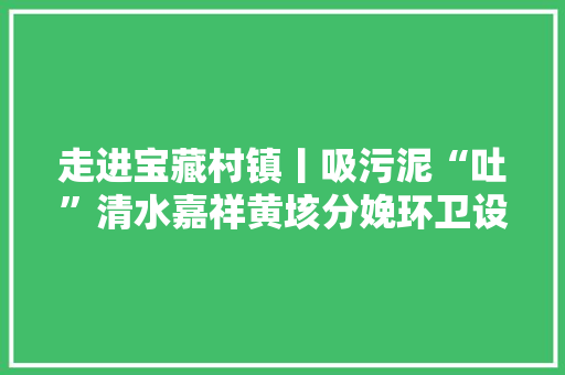 走进宝藏村镇丨吸污泥“吐”清水嘉祥黄垓分娩环卫设备有一手