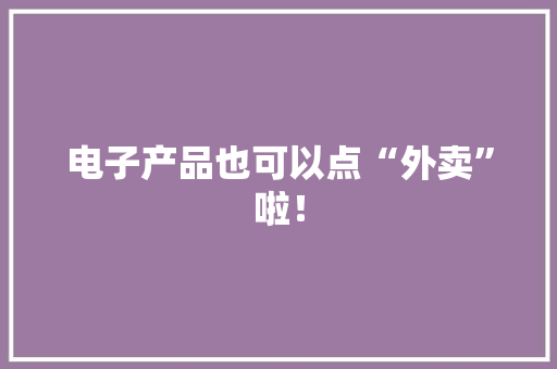 电子产品也可以点“外卖”啦！