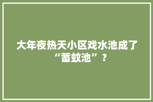 大年夜热天小区戏水池成了“蓄蚊池”？
