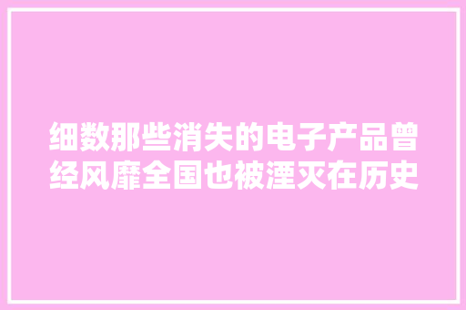 细数那些消失的电子产品曾经风靡全国也被湮灭在历史长河中