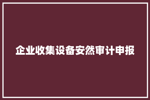 企业收集设备安然审计申报