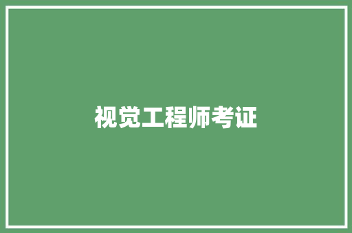 视觉工程师考证