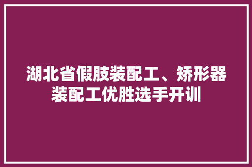 湖北省假肢装配工、矫形器装配工优胜选手开训