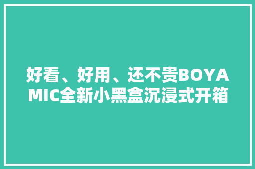 好看、好用、还不贵BOYAMIC全新小黑盒沉浸式开箱