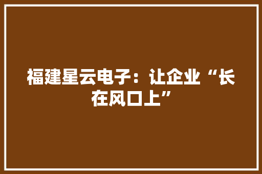 福建星云电子：让企业“长在风口上” 福建星云电子：让企业“长在风口上” 智能科技