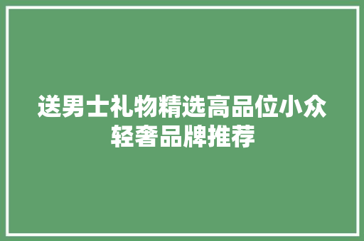 送男士礼物精选高品位小众轻奢品牌推荐