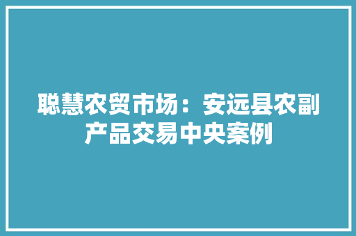 聪慧农贸市场：安远县农副产品交易中央案例