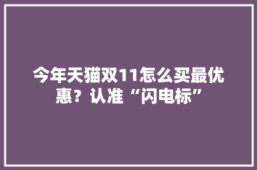 今年天猫双11怎么买最优惠？认准“闪电标”