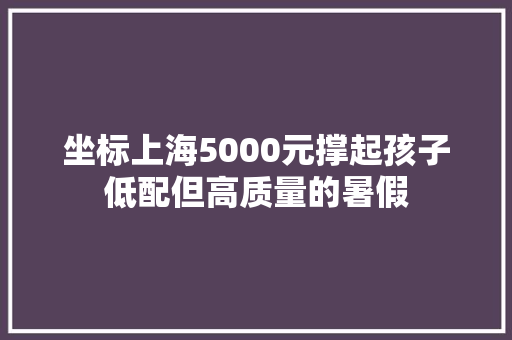 坐标上海5000元撑起孩子低配但高质量的暑假,孩子怎么打掉。