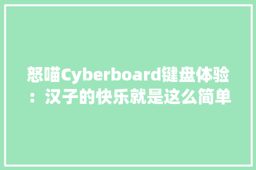 怒喵Cyberboard键盘体验：汉子的快乐就是这么简单