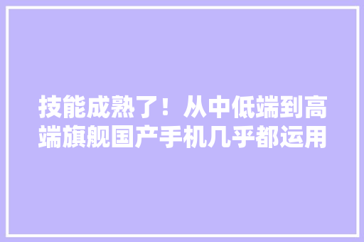 技能成熟了！从中低端到高端旗舰国产手机几乎都运用了国产屏幕