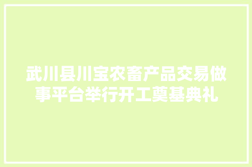 武川县川宝农畜产品交易做事平台举行开工奠基典礼