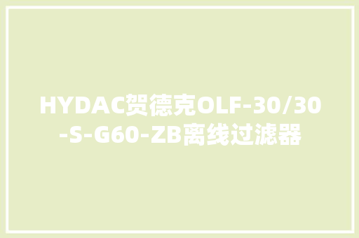 HYDAC贺德克OLF-30/30-S-G60-ZB离线过滤器 HYDAC贺德克OLF-30/30-S-G60-ZB离线过滤器 智能科技