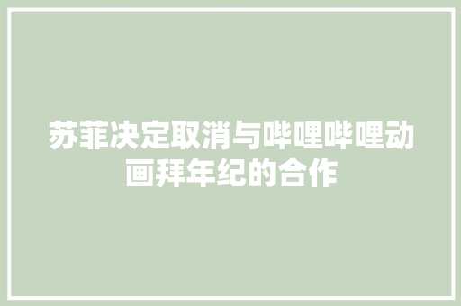 苏菲决定取消与哔哩哔哩动画拜年纪的合作