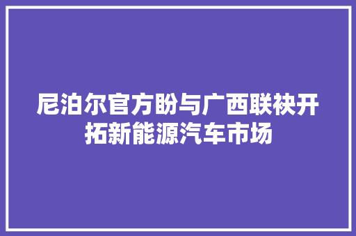 尼泊尔官方盼与广西联袂开拓新能源汽车市场