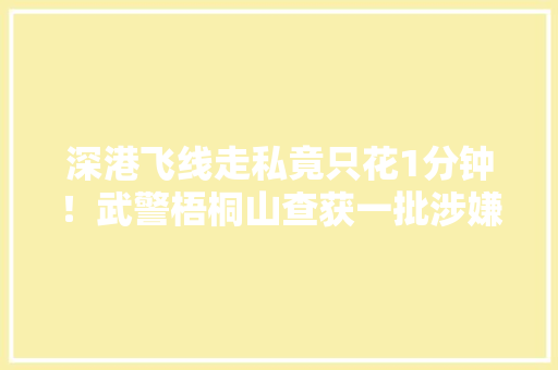 深港飞线走私竟只花1分钟！武警梧桐山查获一批涉嫌跨境走私对象 深港飞线走私竟只花1分钟！武警梧桐山查获一批涉嫌跨境走私对象 互联通信