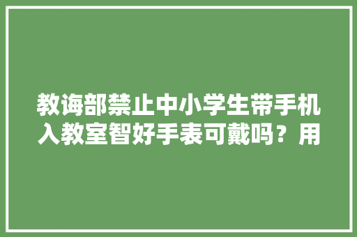 教诲部禁止中小学生带手机入教室智好手表可戴吗？用好手机还要过家校协同关