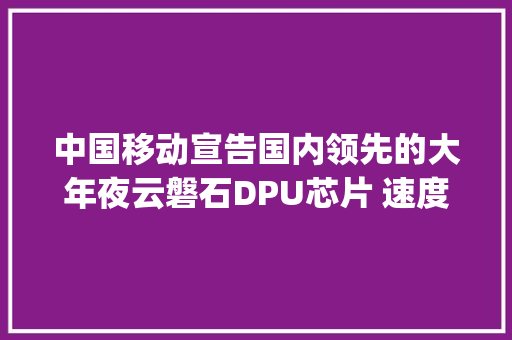 中国移动宣告国内领先的大年夜云磐石DPU芯片 速度达400Gbps,磐石的读音。