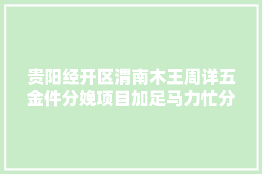 贵阳经开区渭南木王周详五金件分娩项目加足马力忙分娩