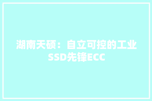 湖南天硕：自立可控的工业SSD先锋ECC 湖南天硕：自立可控的工业SSD先锋ECC 智能家居